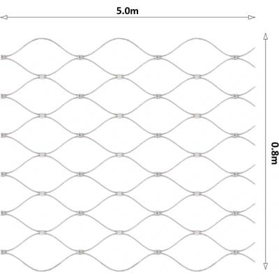 Lanová sieť, 0,8 x 5 m, oko 60 x 104 mm, ø 2 mm, AISI 316