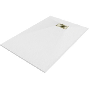 Mexen Hugo правоъгълно корито SMC 100 x 90 см, бяло, златна решетка - 42109010-G (42109010-G)