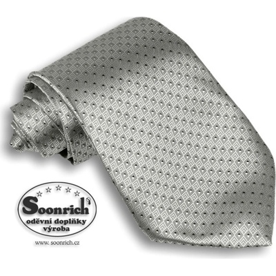 Soonrich kravata tkaná stříbrná World kwr001
