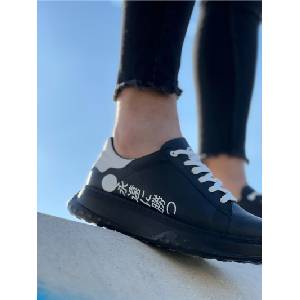 BOA Shoes Мъжки ежедневни обувки с връзки kb-172 - Черни с Бял #369929 (369929_Черно)