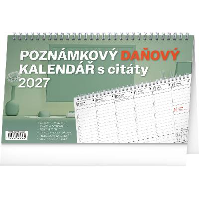 NOTIQUE Poznámkový daňový stolní s citáty 25 × 14,5 cm 2027