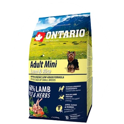 ONTARIO Adult Mini Lamb & Rice - пълноценна храна за пораснали кучета от малки породи с агне и картофи 2, 25 кг, Чехия 214-10595