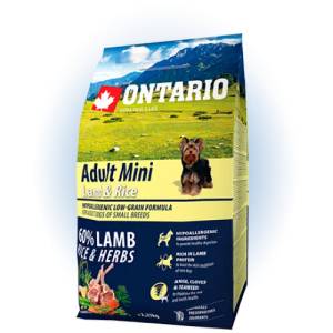 ONTARIO Adult Mini Lamb & Rice - пълноценна храна за пораснали кучета от малки породи с агне и картофи 2, 25 кг, Чехия 214-10595