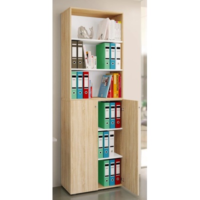 VCM Kancelářská skříň Lona 2XL s otočnými dveřmi + policí, dub sonoma – Zbozi.Blesk.cz