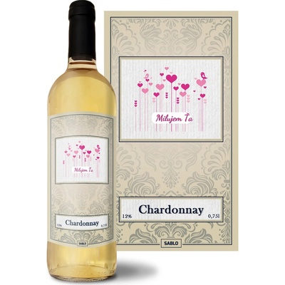 Sablio Milujem ťa Chardonnay biele suché víno 12 % 0,75 l (čistá fľaša)