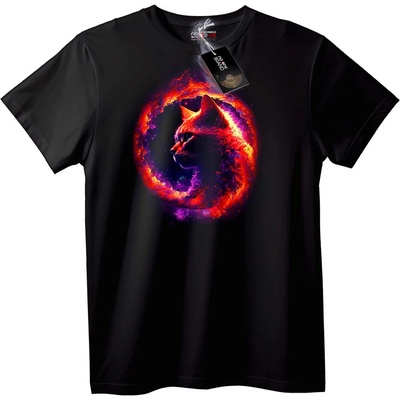 NOONEBRAND Тениска Космическа Огнена Котка - 4XL, Black