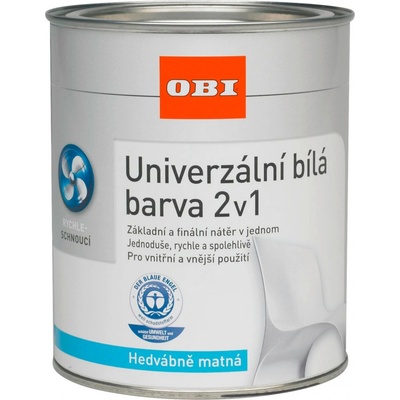 OBI 2v1 Univerzální bílá barva 0,75 l hedvábně matná