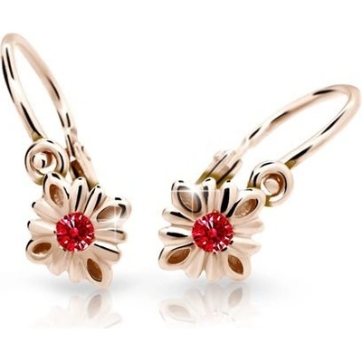 Danfil dětské náušnice C2261 z růžového zlata s kamínky Ruby Dark zapínání brizura