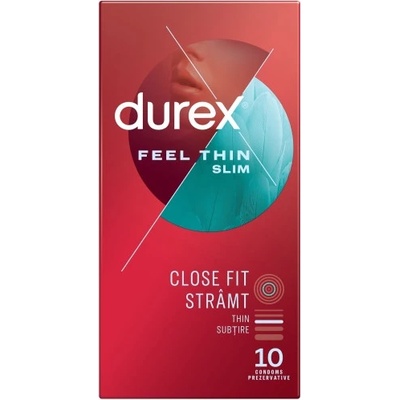 Durex 10 бр. Тънки, тесни презервативи Durex Feel Thin Slim