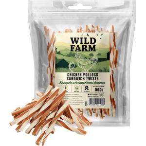 WILD FARM сандвич с пилешко и треска 500 г лакомство за кучета