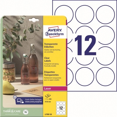Avery Zweckform L7787-25 25 x A4 Čiré etikety 60 mm 300 ks