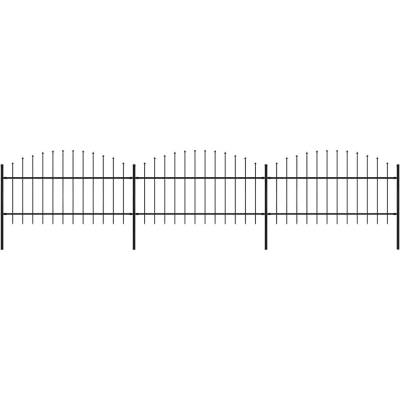 OMAXI Zahradní plot s kopím nahoře ocelový 504 x 125 cm černý 714523