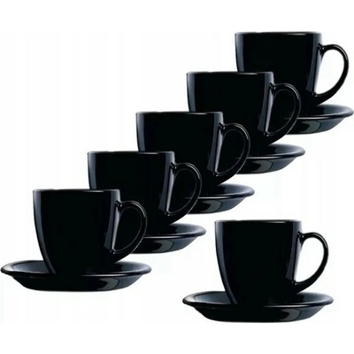 Luminarc Šálky s podšálkami Carine Black 6 x 220 ml
