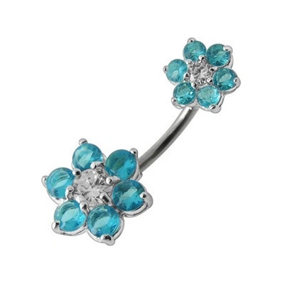 Šperky4U stříbrný piercing do pupíku kytičky BP01109-Q
