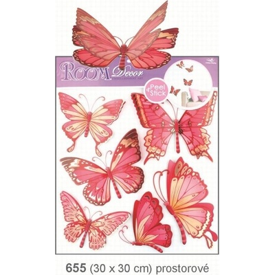 Samolepicí dekorace na zeď (30x30cm) Room Decor dvouřadí pohybliví motýli 655