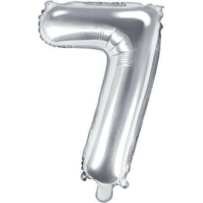 PARTYDECO Balón fóliový číslica STRIEBORNÁ 35 cm 7 NEMOŽNO PLNIŤ HELIOM