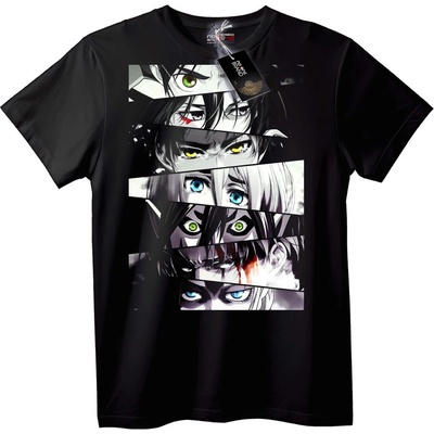 NOONEBRAND Тениска Колаж с Аниме Очи - XS, Black