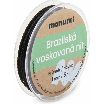 Manumi Brazilská voskovaná nit 1 mm/5m černá - 1 ks
