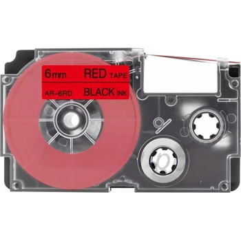 HARAHU Съвместима лента за Casio XR - 6RD - 6mm x 8m - черен печат / червен фон KP36499 (36499)