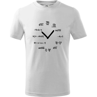 Matematické hodiny tričko detské biela