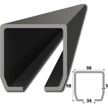 C profil 98x98x5mm, bez povrchové úpravy Délka: 6m