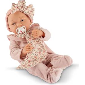 Asi Dolls Кукла-бебе Asi Dolls - Мати, с розов гащеризон и залъгалка, 40 cm (228300)