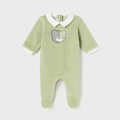 Mayoral Плюшен гащеризон за новородено момче Майорал в бледо зелено