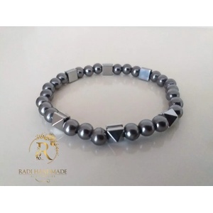 Radi handmade Мъжка гривна със сив хематит (395)
