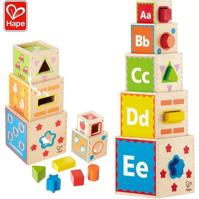 Hape - Дървени кубчета сортер H0413