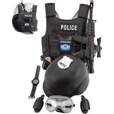Teddies sada policejní pistole a přilba s doplňky plast 38 cm v síťce
