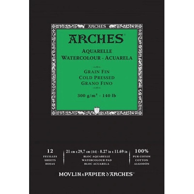 Arches Aquarelle Skicák v lepené vazbě A4 300g 12 listů CP