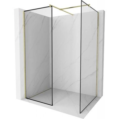 Mexen Kioto стъклена преграда за душ Walk-in 160 x 80 cm, черна рамка, златно четкано - 800-160-202-55-70-080 (800-160-202-55-70-080)