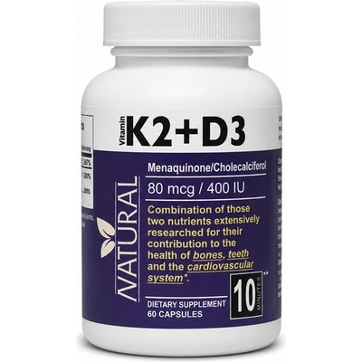 Natural Vitamín K2 + D3 MK7 80 mcg 400 IU 60 kapsúl