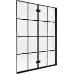 Mexen Mist двукрилен параван за вана, дясно монтиране, 130 x 150 см, черна решетка, черен - 8A9-130-002-70-77-P (8A9-130-002-70-77-P)