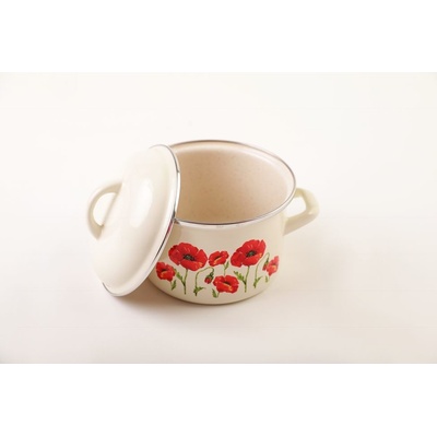Metalac Hluboký smaltovaný hrnec s poklicí, mák, 14 cm, 1,5 l D2-14-MÁK