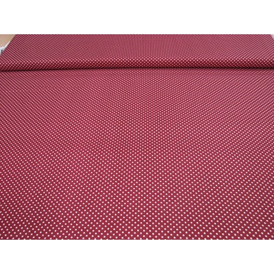 Bodka biela na červenom podklade š.140cm