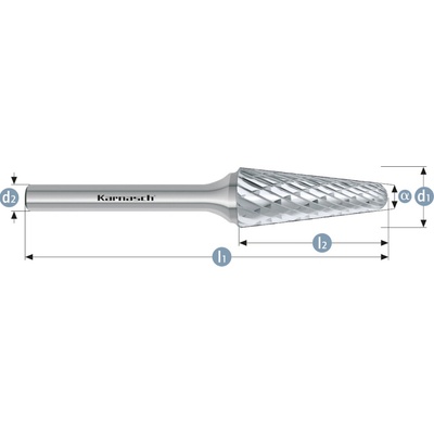 Karnasch 113084035 | L (KEL) -Kužeľová zaoblená fréza HP-6 10,0x30x6-75/14° mm, nepovlakované