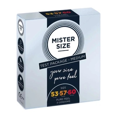 Mr. Size 3 бр. Презервативи с различен размер (53-57-60 мм) Mister Size