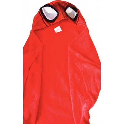 Sun City Dětská deka SPIDERMAN s kapucí coral fleece Červená