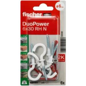 FISHER ДЮБЕЛ fischer 535481 duopower ф6х30мм С ВИНТ rh ОТВОРЕНА КУКА 6бр (535481)
