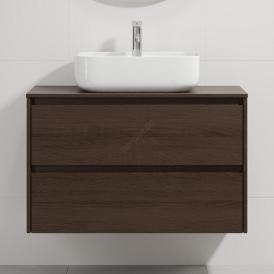 Bath Deluxe Шкаф за баня с мивка TRONDHEIM/KRISTIANSAND 90x57x46 см орех/бял (SETBT0153C)