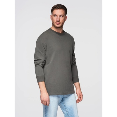 Ombre cotton LOOSE FIT longsleeve with round neckline gray-green