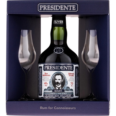 Presidente Marti Solera Rum 19y 40% 0,7 l (dárkové balení 2 sklenice)