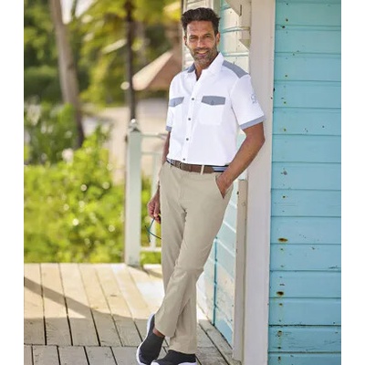 Atlas For Men košeľa s detailmi z bavlny šambré biela