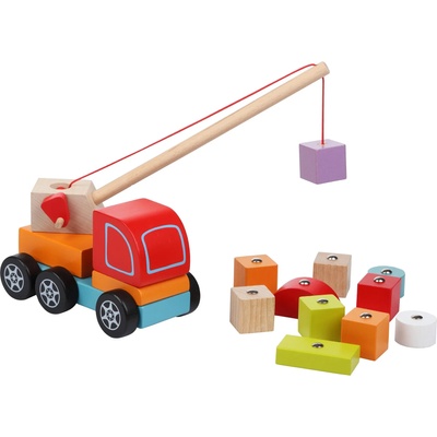 Cubika Дървена играчка, Cubika - Камион с кран (13982)