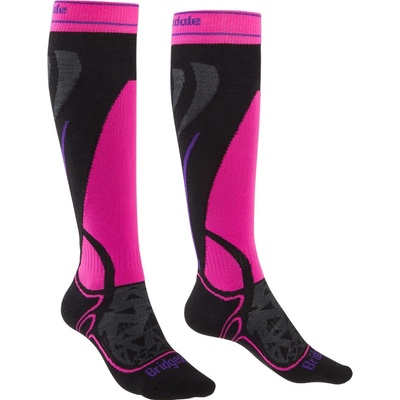 Bridgedale Ski Midweight Women'S Black/Fluro Pink