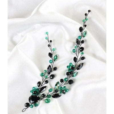 Naishide Jewelry Štrasová krystalová ozdoba do vlasů - zelená/ černá
