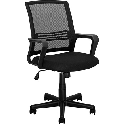 Office Работен стол OKOffice TROPEA, до 100кг. меш, пластмасова база, лумбална опора, Tilt механизъм, черен (35503)
