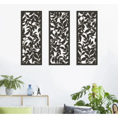 Karls DESIGN Drevený obraz na stenu - Botanic - ANTRACIT 0164