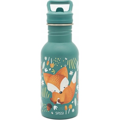 Sassi láhev na vodu s brčkem pro děti 500 ml Liška